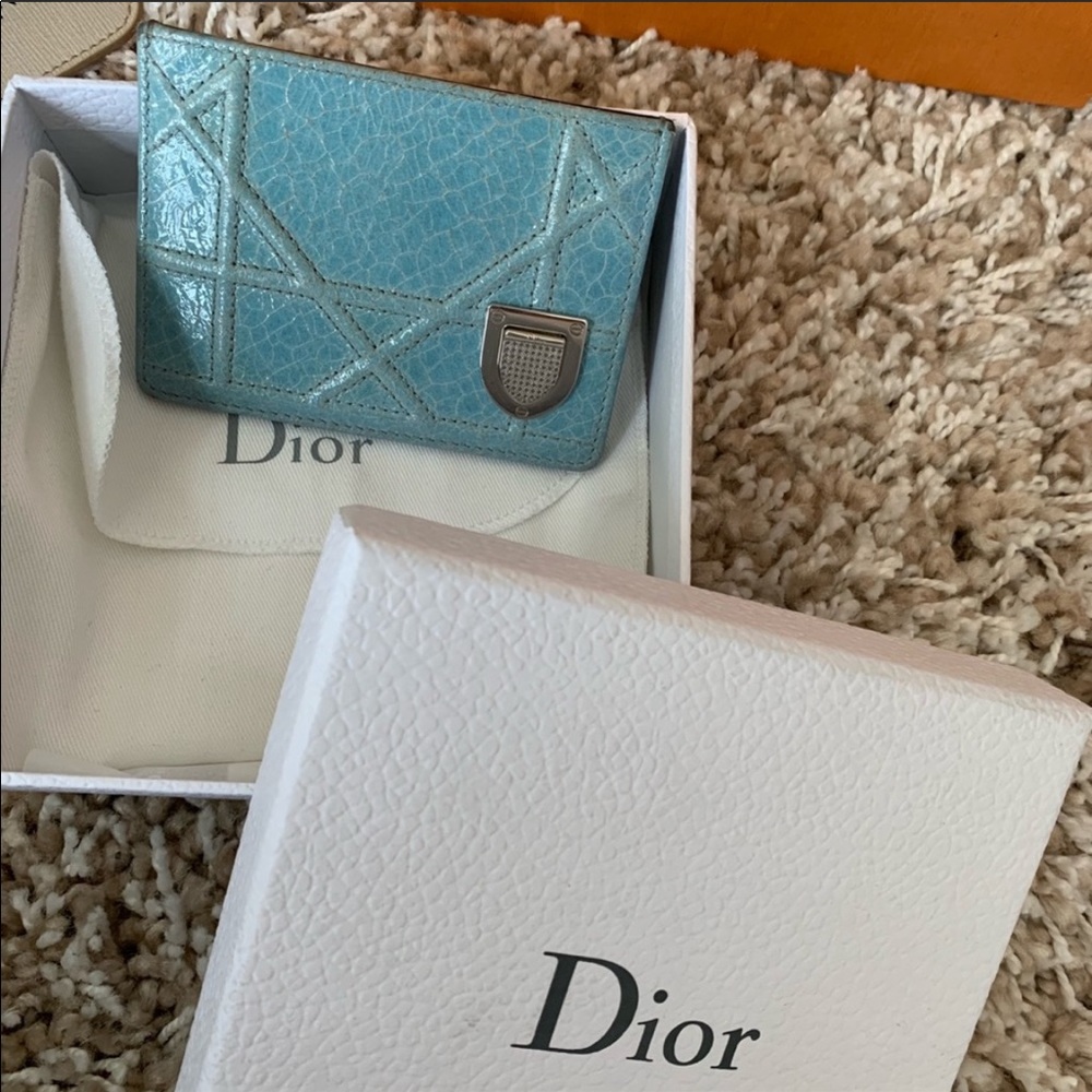 Dior Dioroma deerskin lightblue card holder